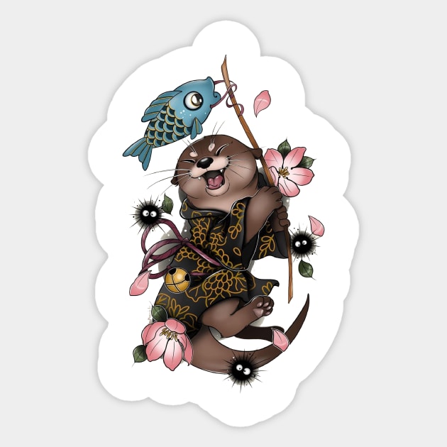 otter Sticker by sample the dragon